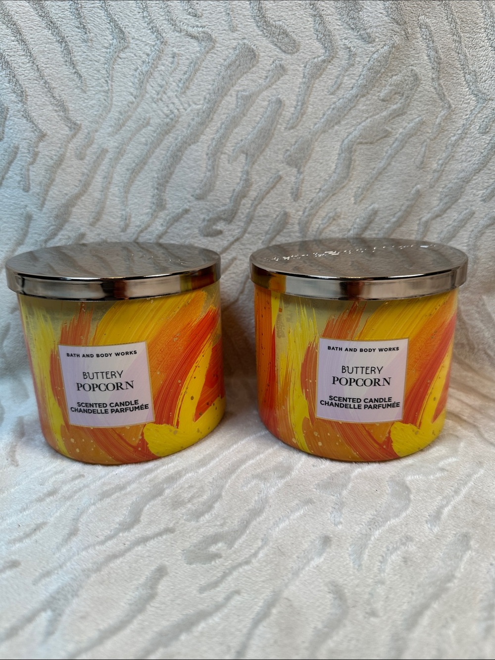 Bath & Body Works 2 Buttery Popcorn Scented 3 Wick Candles